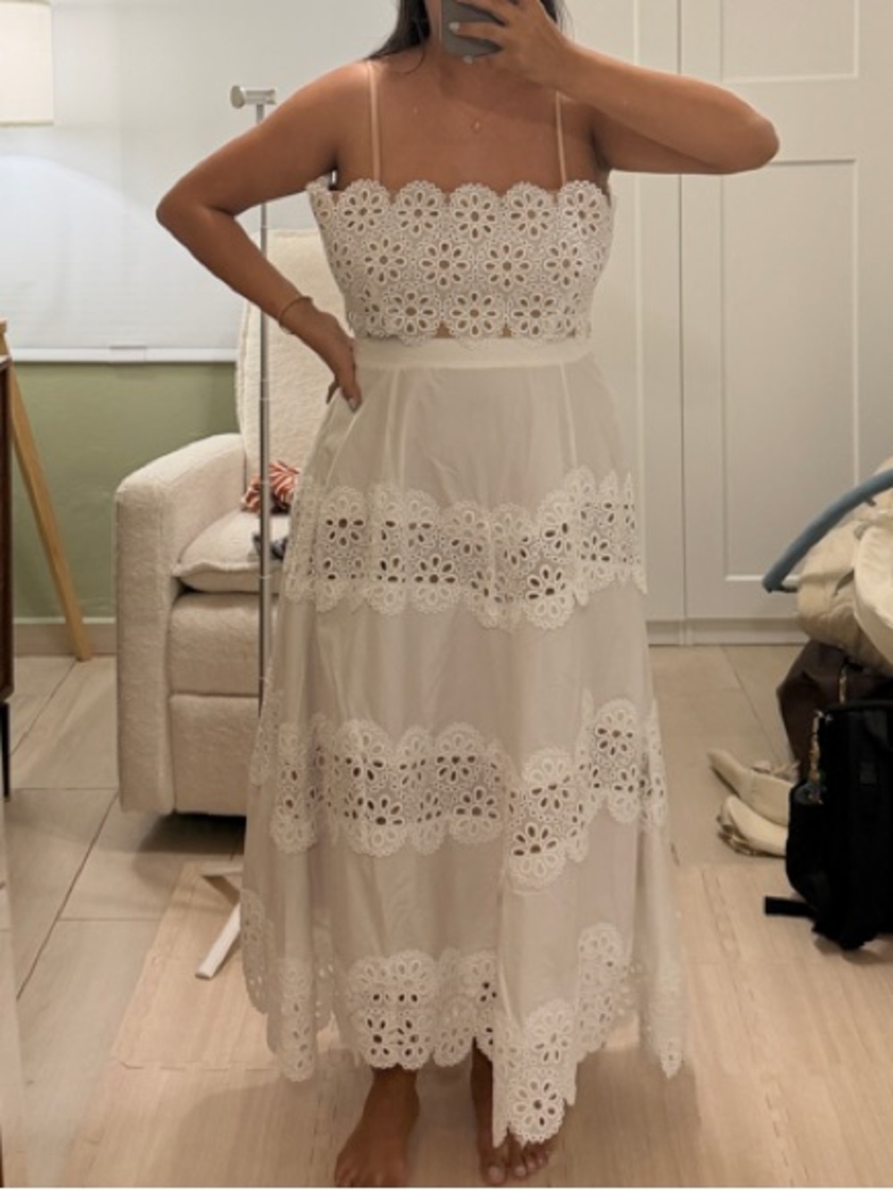 Lucy Paris White Eyelet Lace A-Line Skirt - Picture 4 of 5
